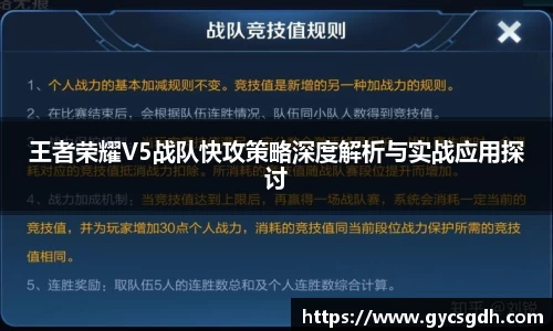 王者荣耀V5战队快攻策略深度解析与实战应用探讨